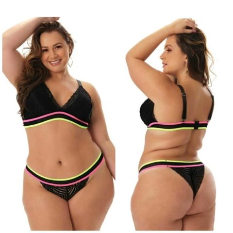 Conjunto Lingerie Juleila de Renda Plus Size REF. 10149