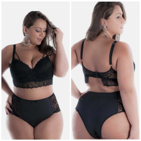 Conjunto Lingerie Poliana Plus Size em Renda REF. 10243