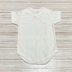 Body total white moño rosa bebé