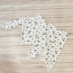 Pijama remera + ranita conejos celeste
