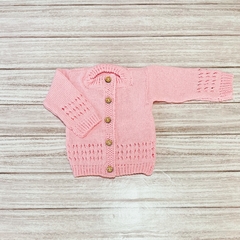 Saquito tejido en hilo de algodón rosa