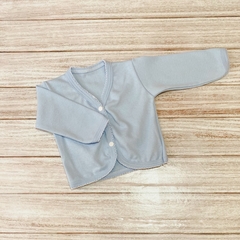 Campera de algodón terminación picot celeste