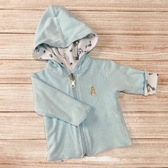 Campera reversible conejitos celeste