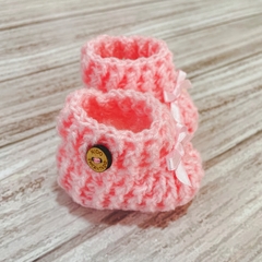 Escarpines tejidos a mano rosa - comprar online