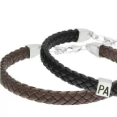 Pulsera de simil Cuero marrón Trenzada