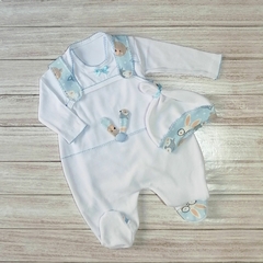 Mini jardinero de plush blanco & celeste - comprar online