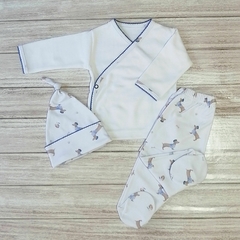 ajuar de bienvenida perritos en azul marino - comprar online
