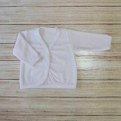 campera de plush blanca con picot