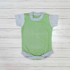 Body combinado verde y gris melange