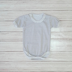 Body Manga Corta Rayadito Gris-Blanco