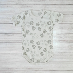 Body Manga Corta Natural Con Huellitas