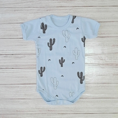 Body Manga Corta Celeste con Cactus