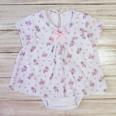 Vestido Manga corta Floreado Rosa