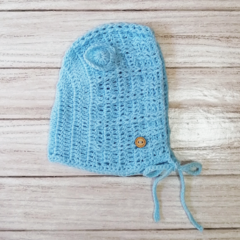 Capotita tejida de lana en Celeste - comprar online