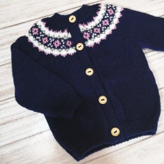 Saco tejido con guarda Azul Marino-Rosa Vintage - comprar online