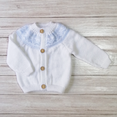 saco con guarda combinado blanco & celeste