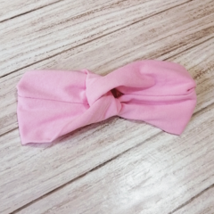 vincha de algodón en rosa bebé