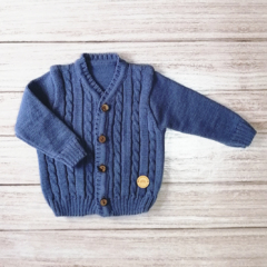 saco tejido escote en V blue jeans
