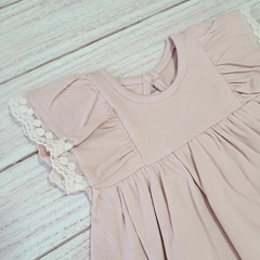 vestido nude con puntilla - comprar online