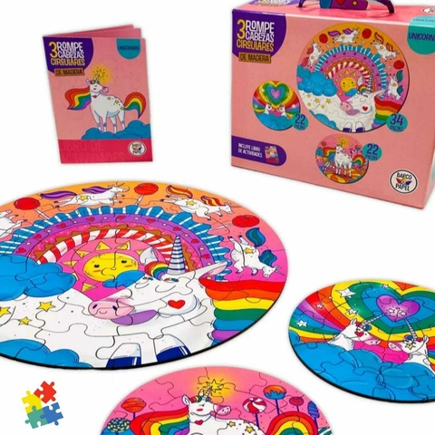 SUPER ROMPECABEZAS CIRCULAR UNICORNIOS