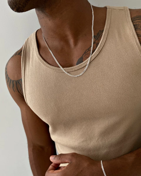 Corrente groumet 3 mm- 60 cm - em Prata 925