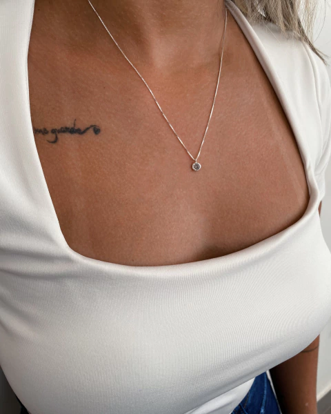 Colar ponto de luz - 5 mm - redondo - em Prata 925 - comprar online