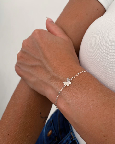 Pulseira mini borboleta - em Prata 925 - 18,5 cm - comprar online