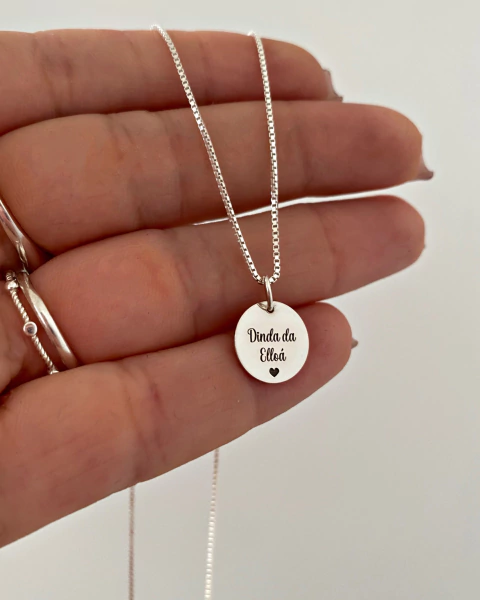 Colar Personalizável - medalha redonda - 0,9 mm - Prazo de produção: até 5 dias úteis - LEIA A DESCRIÇÃO - comprar online