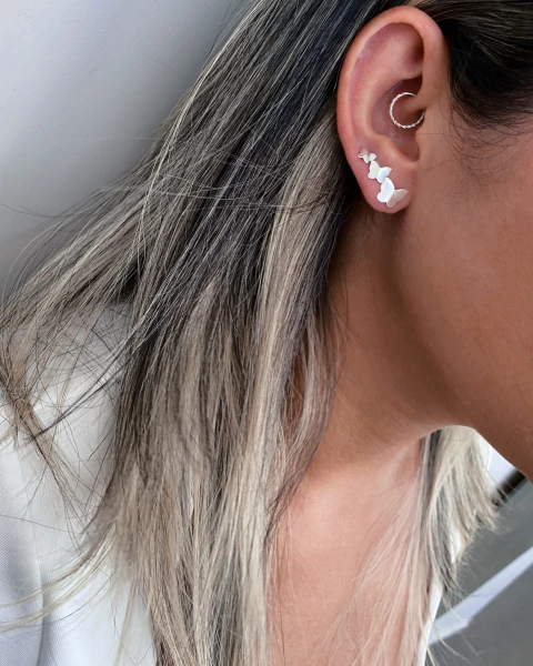 Trio de brincos - borboletas - em Prata 925 - 4, 6 e 8 mm - comprar online