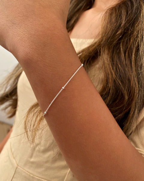 Pulseira Groumet com Bolinhas em Prata 925 - Delicada e Charmosa