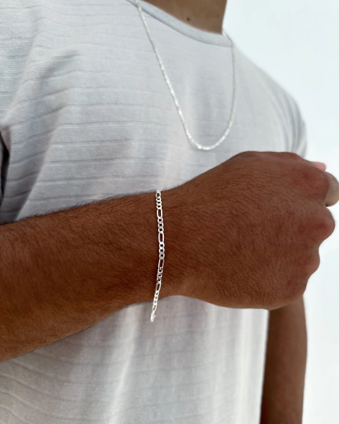 Pulseira Masculina 3x1 em Prata 925 - 3mm - Estilo Clássico e Versátil - comprar online