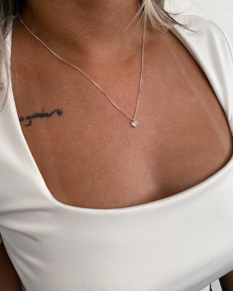 Colar ponto de luz - 5 mm - coração - em Prata 925 - comprar online