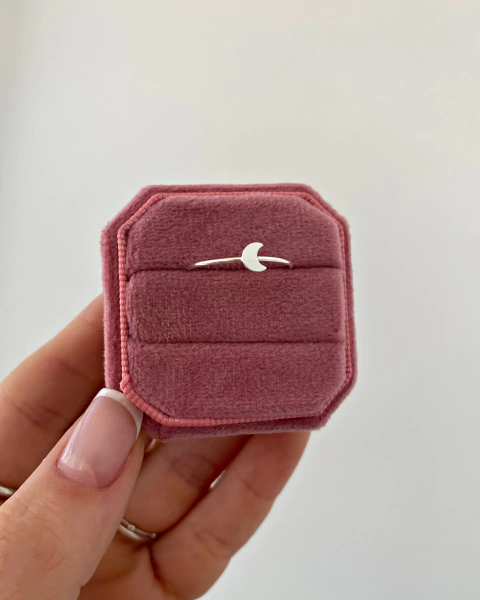 Anel meia Lua - em Prata 925