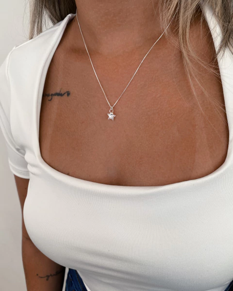 Colar ponto de luz - estrela - 8 mm - Em Prata 925 - comprar online