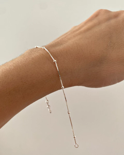 Pulseira Veneziana com Bolinha em Prata 925 - Fio 1 - comprar online
