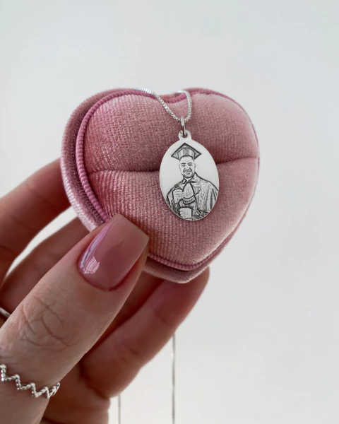 Colar Personalizado em Prata 925 - Pingente Oval 2,3 x 1,54 - Fotogravação - PRODUÇÃO EM ATÉ 3 DIAS ÚTEIS - comprar online