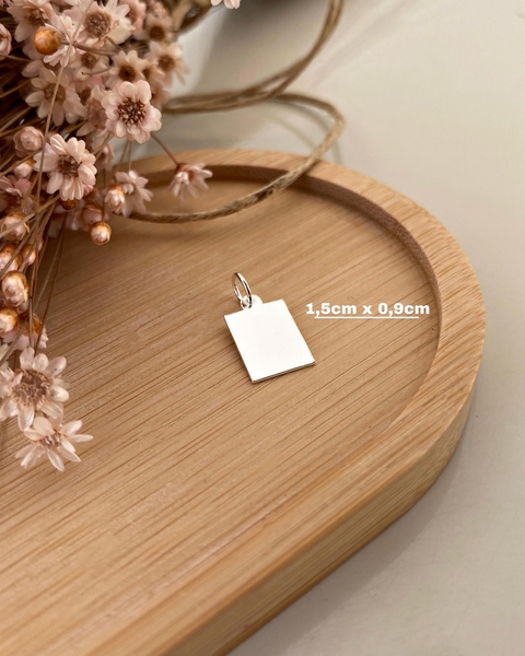 Pingente Personalizado em Prata 925 – Placa 0,9 x 1,5 cm – Fotogravação (1 Pessoa) ou Escrita – PRODUÇÃO EM ATÉ 3 DIAS Ú - comprar online