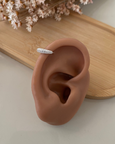 Piercing argola cravejada - 1,2 cm externo e 1 cm interno - em Prata 925 - comprar online