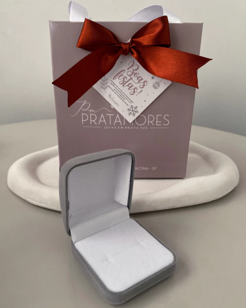 Estojo para anel/aliança - veludo - cinza - comprar online
