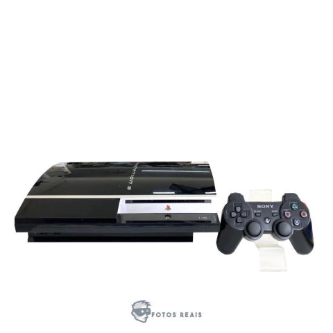 CONSOLE PLAYSTATION 3 FAT 120GB BLACK PIANO DESBLOQUEADO (5 JOGOS) SEMINOVO - PS3