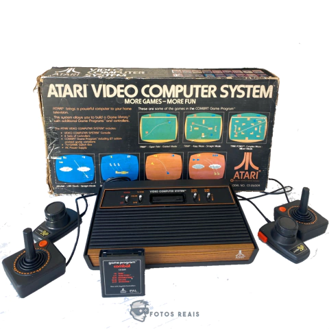 CONSOLE ATARI 2600 MADEIRA WOOD NA CAIXA ORIGINAL SEMINOVO - ATARI