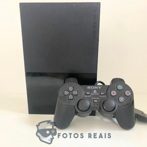 CONSOLE PLAYSTATION 2 SLIM PRETO (CONTROLE ORIGINAL SONY) SEMINOVO - SONY