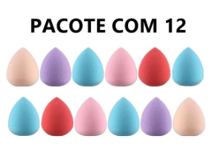 Kit com 12 Esponjas Gota - Cores Sortidas