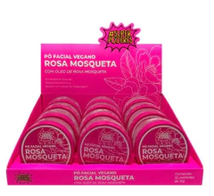 Box 12 Unid Pó Facial Vegano Rosa Mosqueta Super Poderes