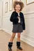 JAQUETA EM PELO LISO PRETO KUKIE 79613 - Lari Baby & Kids
