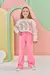 CONJ. BLUSA MANGA LONGA E CALÇA WIDE LEG EM MOLETOM KUKIE ROSA 81146 - comprar online