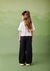 CONJ. BLUSA MARGARIDA STRASS E CALÇA PANTALONA PRETA MOMI H6153 na internet