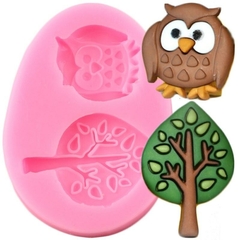 Molde de Silicone Coruja e Árvore cód 583
