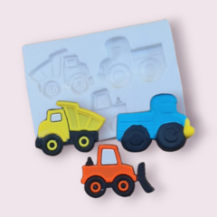 Molde de Silicone Trio de Carros / Caminhão, Trator, Carreta cód 1213