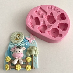 Imagem do Molde de Silicone Bichinhos Fazendinha Cód 1520